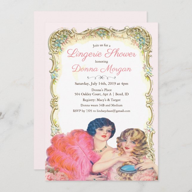 Vintage Victorian Lingerie Shower Invitation (Front/Back)