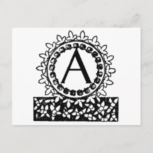 Vintage Victorian Monogram Letter A Postcard