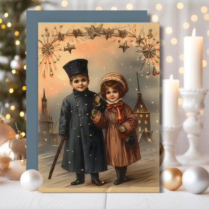 Vintage Victorian New Year Blessings Custom Holiday Card