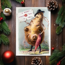 Vintage Victorian Odd Christmas Card