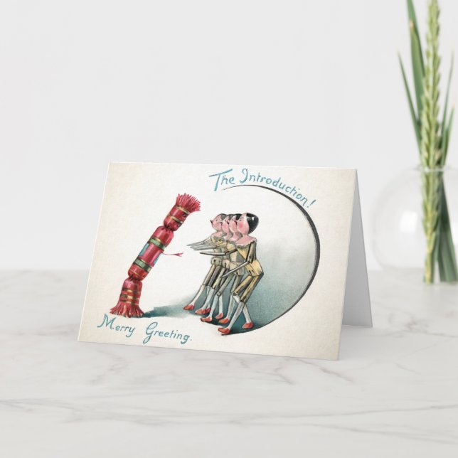 Vintage Victorian Odd Wooden Dolls Holiday Card (Front)