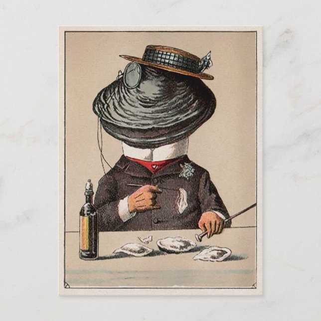 Vintage Victorian Oyster Eating Oysters Postcard (Front)