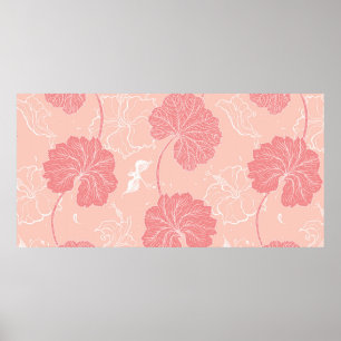 Vintage Victorian pattern with hand drawn leaves. Poster