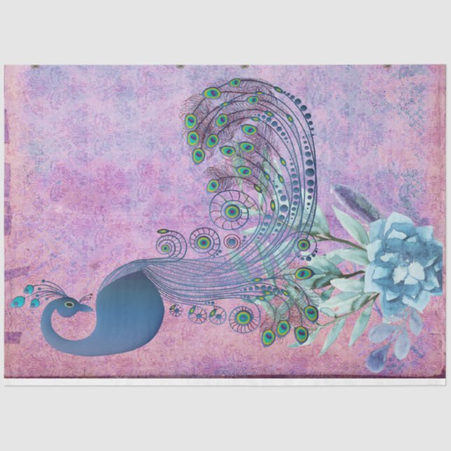 *~* Vintage Victorian Peacock Decoupage AR24 Tissue Paper (Front)