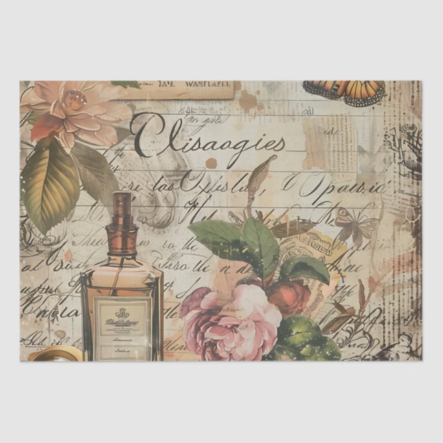 Vintage Victorian Perfume Decoupage  Tissue Paper (Front)