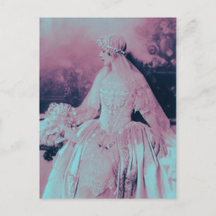 Vintage Victorian Pink & Baby Blue Bride, Shower Invitation Postcard