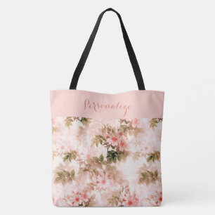 Vintage Victorian Pink Floral Elegant Chic Pattern Tote Bag