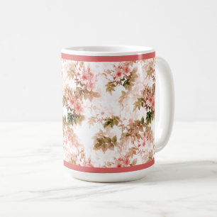 Vintage Victorian Pink Floral Pattern Coffee Mug