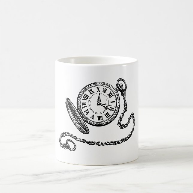 Vintage Victorian Pocket Watch Line Art Coffee Mug (Creator Uploaded)