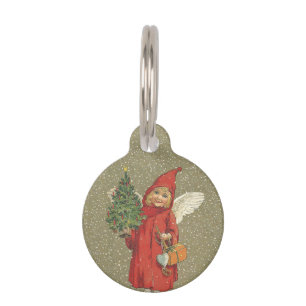 Vintage Victorian Red Christmas Child Angel Tree Pet Tag