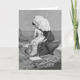 Vintage Victorian Romantic Couple by Beach Card