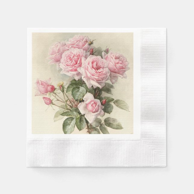 Vintage Victorian Romantic Roses Napkin (Front)