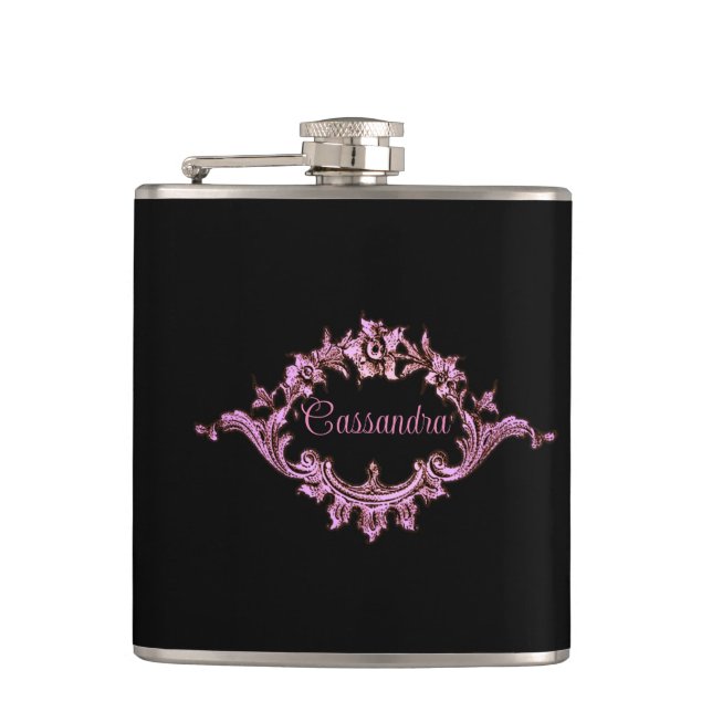 Vintage Victorian Romantic Steampunk Personalised Hip Flask (Front)