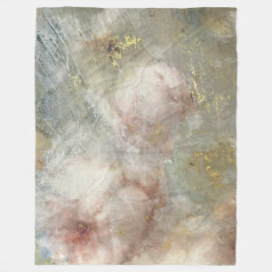 Vintage Victorian Rose Floral With Gold Accents Fleece Blanket