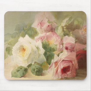 Vintage Victorian Rose Watercolor Mouse Pad