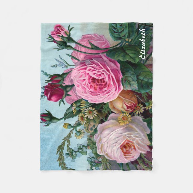 Vintage Victorian Roses Custom Blanket (Front)