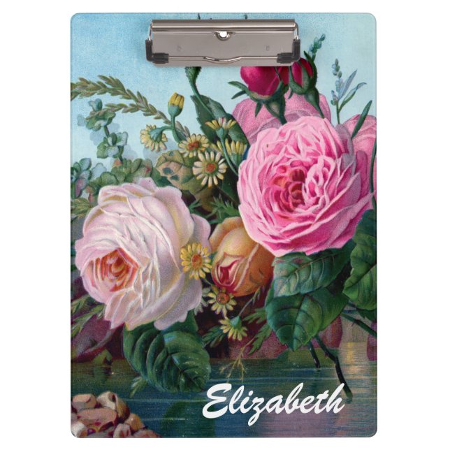 Vintage Victorian Roses Custom Clipboard (Front)