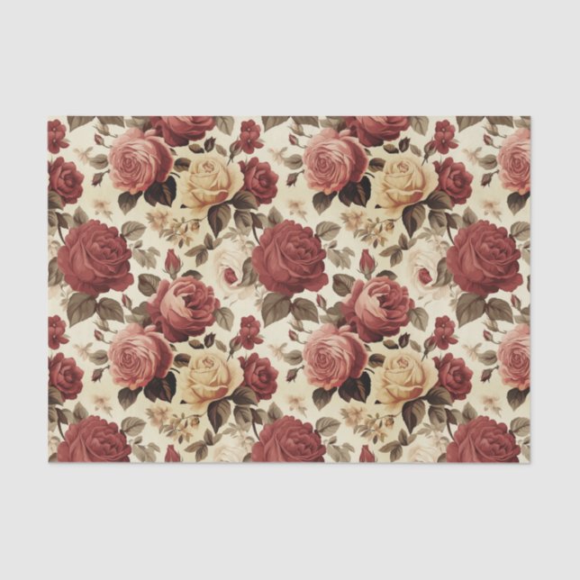 Vintage Victorian Roses Pattern Tissue Paper (Front)