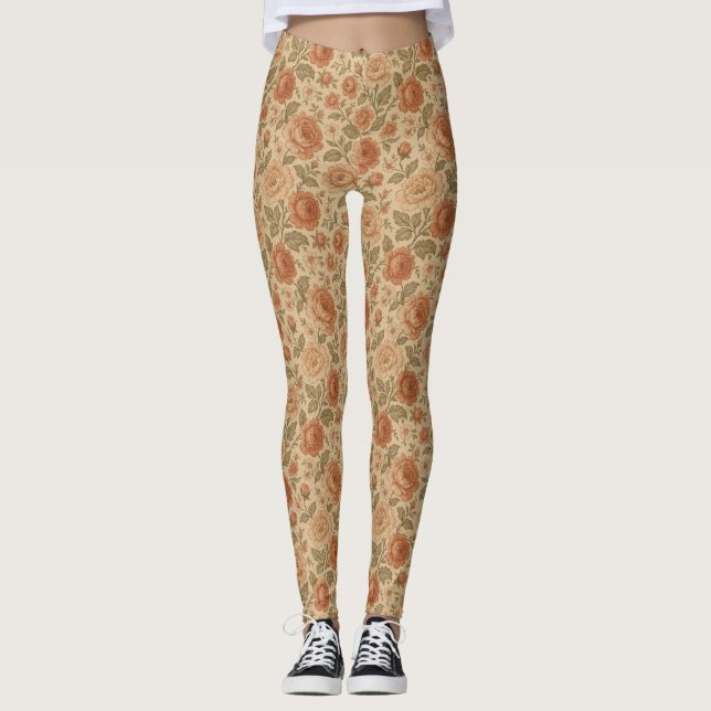 vintage Victorian Roses patterned  Leggings (Front)