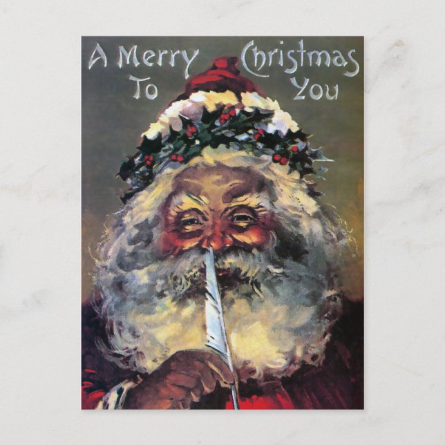 Vintage Victorian Santa Christmas Postcard (Front)