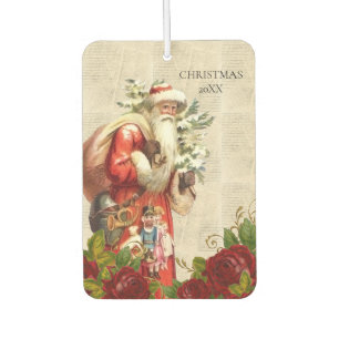 Vintage Victorian Santa Claus Antique Decoupage Car Air Freshener