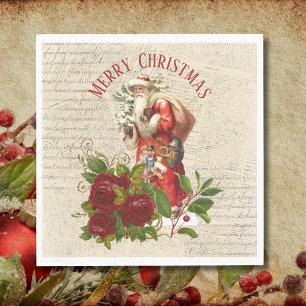 Vintage Victorian Santa Claus Antique Decoupage  Napkin