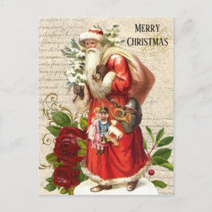 Vintage Victorian Santa Claus Antique Decoupage Postcard