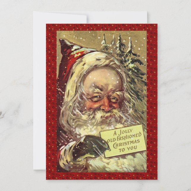 Vintage Victorian Santa Claus Holiday Card (Front)