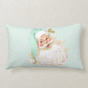 Vintage Victorian Santa Claus Neutral Mint Green Lumbar Cushion