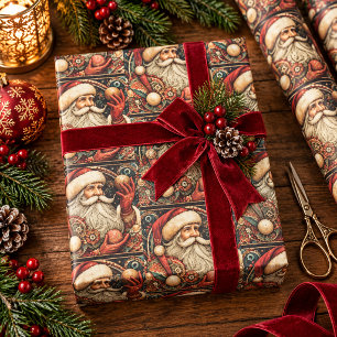 Vintage Victorian Santa Claus Old Fashioned Wrapping Paper