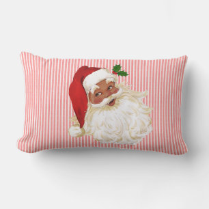 Vintage Victorian Santa Claus Red & White Stripe L Lumbar Cushion