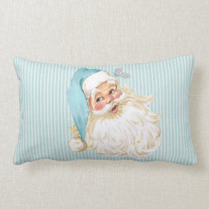 Vintage Victorian Santa Claus Turquoise Lumbar Cushion
