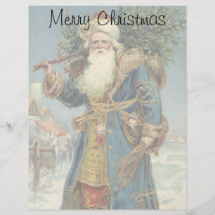 Vintage Victorian Santa Claus with Christmas Tree