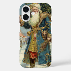 Vintage Victorian Santa Claus with Christmas Tree iPhone 16 Case