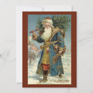 Vintage Victorian Santa Claus with Christmas Tree Invitation