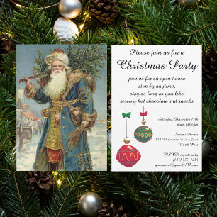 Vintage Victorian Santa Claus with Christmas Tree Invitation