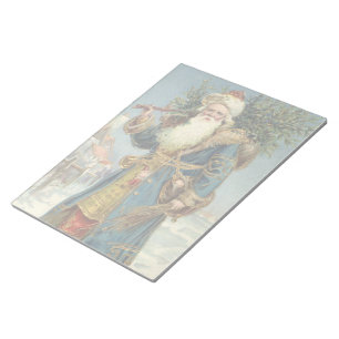 Vintage Victorian Santa Claus with Christmas Tree Notepad
