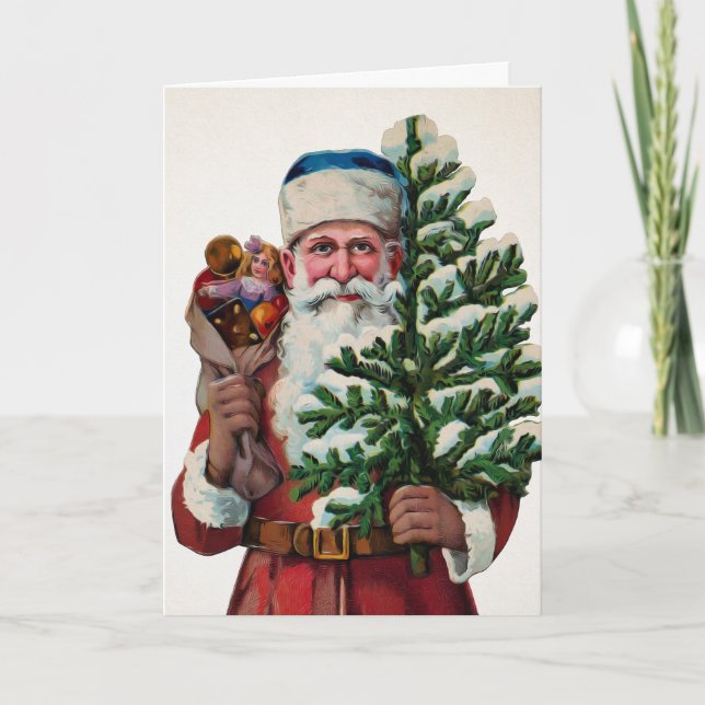 Vintage Victorian Santa Holiday Card (Front)