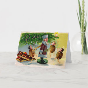 Vintage Victorian Santa Nutcracker Christmas Card