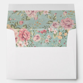 Vintage victorian shabby chic pale blue floral red envelope