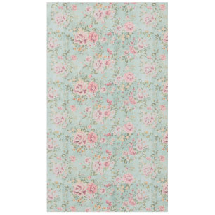 Vintage victorian shabby chic pale blue floral red tablecloth