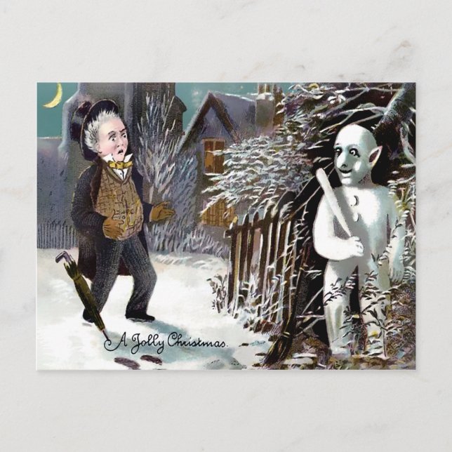 Vintage Victorian Snowman Thug Christmas Postcard (Front)