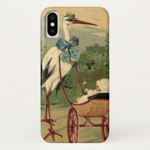 Vintage Victorian Stork and Baby Carriage Case-Mate iPhone Case