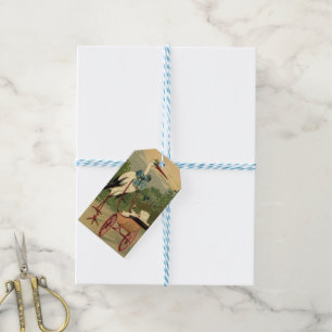 Vintage Victorian Stork and Baby Carriage Gift Tags