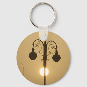 Vintage Victorian Sunset Street Light Art Design Key Ring