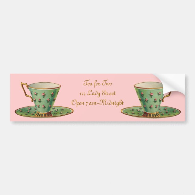 Vintage Victorian Tea Cup Bumper Sticker (Front)