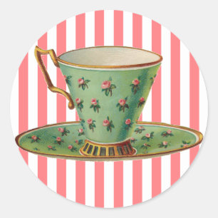 Vintage Victorian Tea Cup Classic Round Sticker