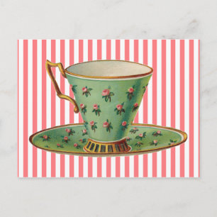 Vintage Victorian Tea Cup Postcard