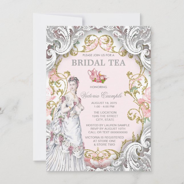 Vintage Victorian Tea Party Invitation (Front)