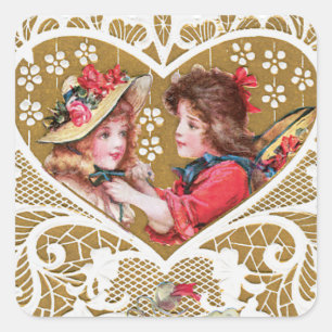 Vintage Victorian Valentine Square Sticker